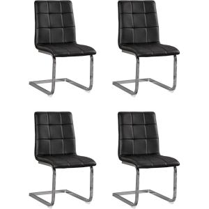 Signature Design by Ashley Madanere Contemporary Faux Leather Upholstered Dining Chair, 4 Count, White(Black)