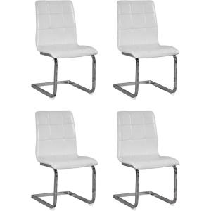 Signature Design by Ashley Madanere Contemporary Faux Leather Upholstered Dining Chair, 4 Count, White(White)