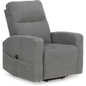 Signature Design by Ashley Starganza Modern Stain Resistant Power Lift Recliner with Heat, Massage Function and Side Pocket, Gray