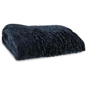 Signature Design by Ashley Tamish Casual 50″ x 60″ Woven Textured and Knotted Fringe Throw, Blue