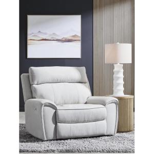Signature Design by Ashley Tealwell Contemporary Power Recliner with Adjustable Headrest and USB Charging Port, Light Gray