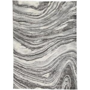 Signature Design by Ashley Wysdale Contemporary 5 x 7 High Pile Quartz Inspired Rug, Cream & Gray(5’3″ x 7’3″ (Rectangular))