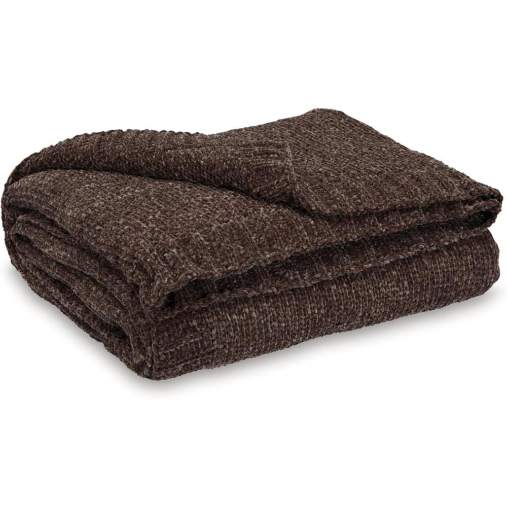 imageSignature Design by Ashley Anawood Farmhouse Washable Knitted Throw with Border Edge Dark BrownDark Brown