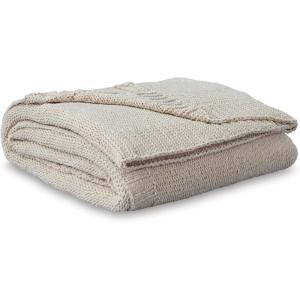 Signature Design by Ashley Anawood Farmhouse Washable Knitted Throw with Border Edge, Dark Brown(Beige)