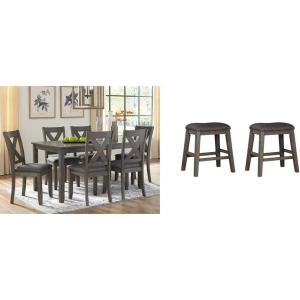 Signature Design by Ashley Caitbrook 7 Piece Rustic Dining Set with Barstools, Gray(Dark Gray)