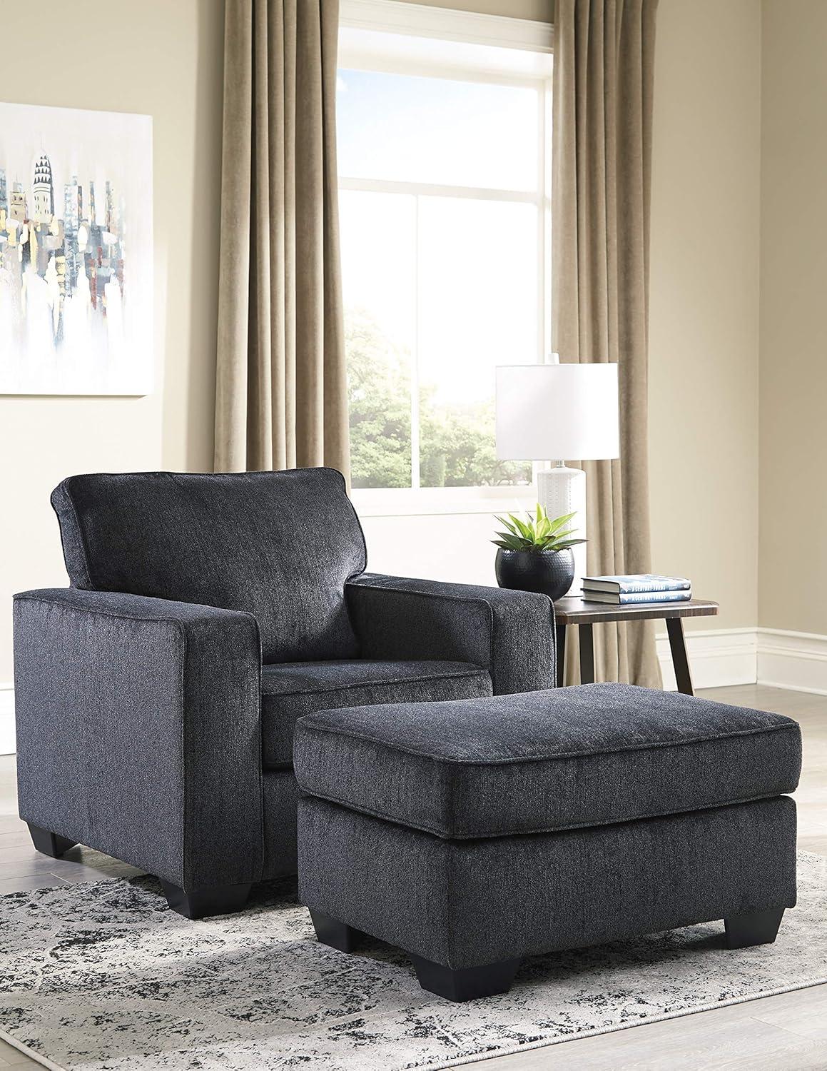 imageSignature Design by Ashley Altari Modern Chair and Ottoman Set Dark Gray