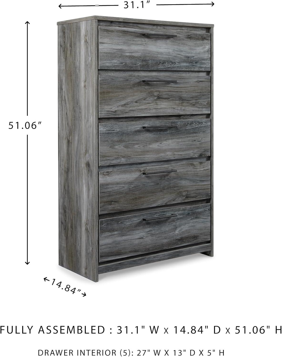 imageSignature Design by Ashley Baystorm Rustic 5 Drawer Chest of Drawers Gray