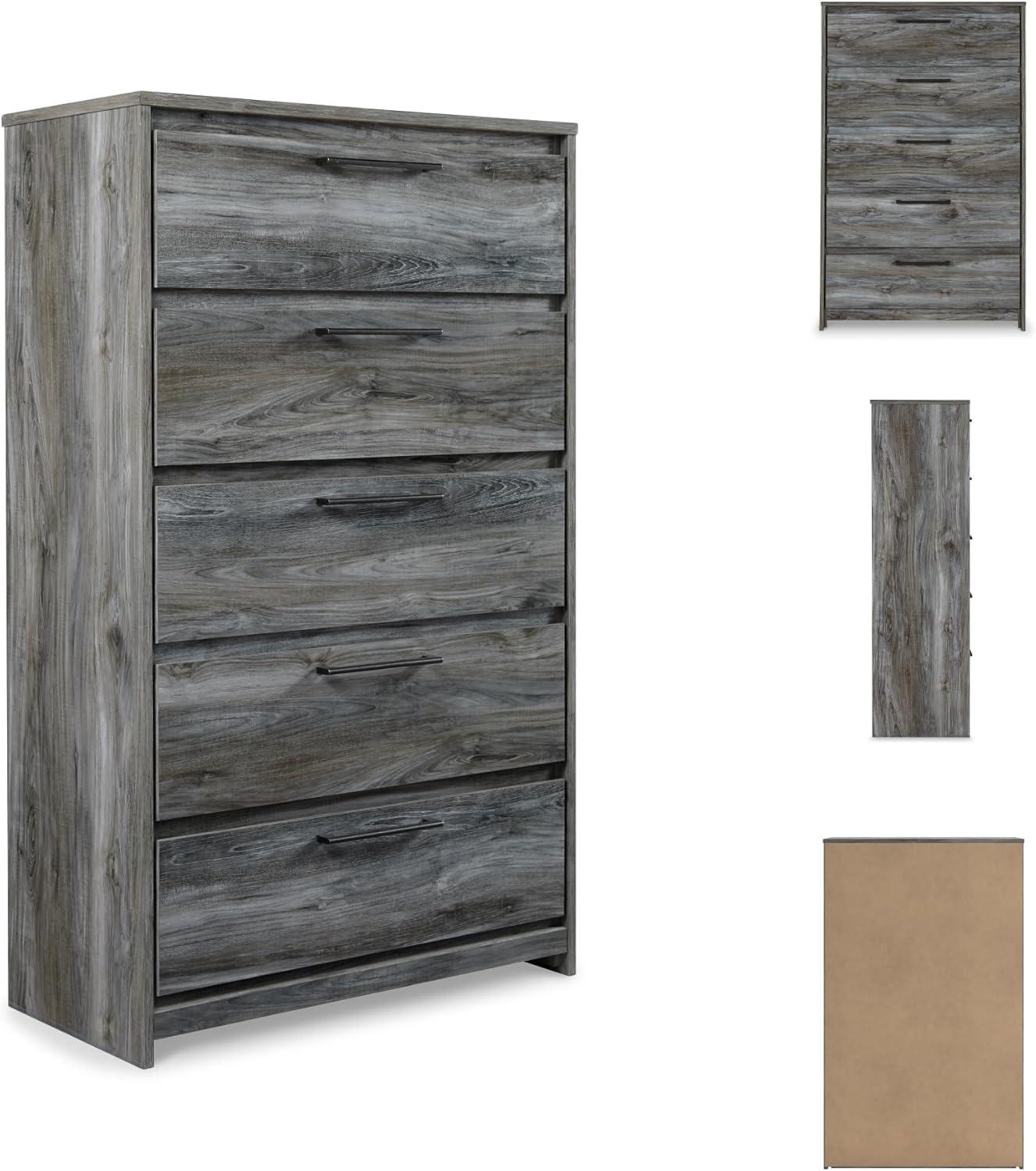 imageSignature Design by Ashley Baystorm Rustic 5 Drawer Chest of Drawers Gray