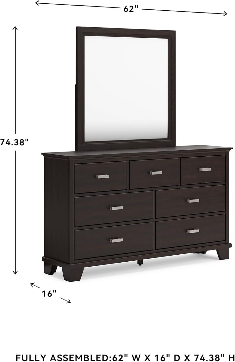 imageSignature Design by Ashley Covetown Contemporary 7Drawer Dresser and Mirror with Safety Stop Dark Brown