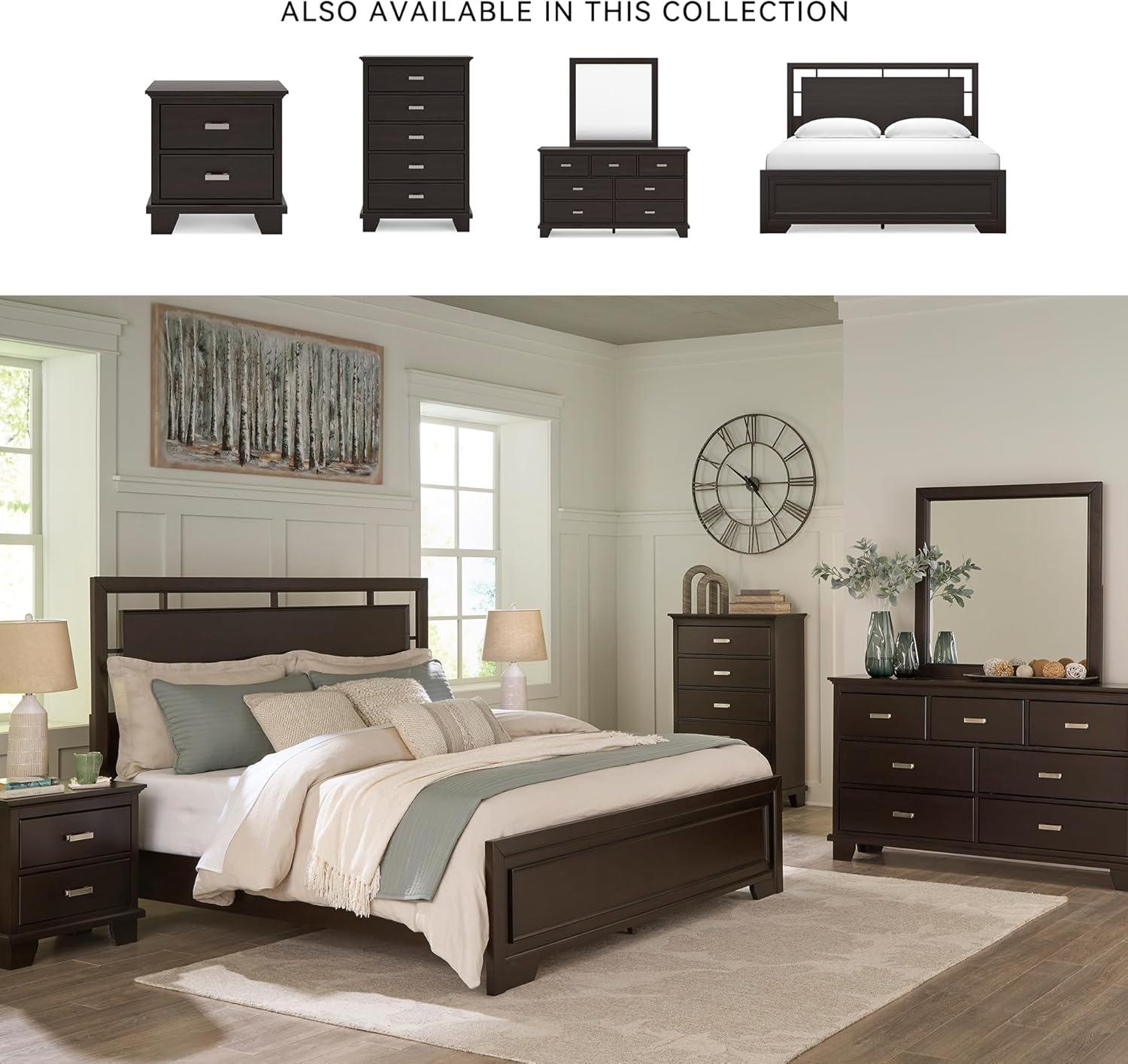 imageSignature Design by Ashley Covetown Contemporary 7Drawer Dresser and Mirror with Safety Stop Dark Brown