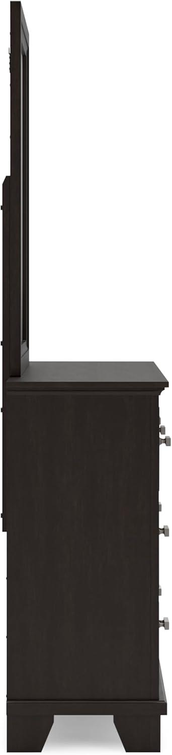 imageSignature Design by Ashley Covetown Contemporary 7Drawer Dresser and Mirror with Safety Stop Dark Brown