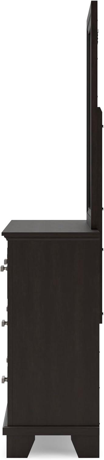 imageSignature Design by Ashley Covetown Contemporary 7Drawer Dresser and Mirror with Safety Stop Dark Brown