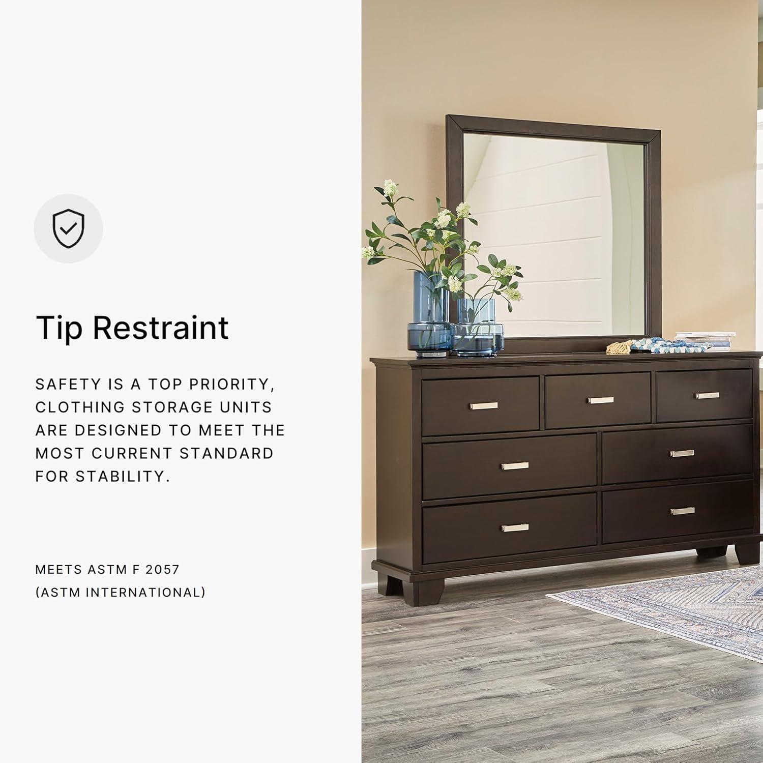 imageSignature Design by Ashley Covetown Contemporary 7Drawer Dresser and Mirror with Safety Stop Dark Brown