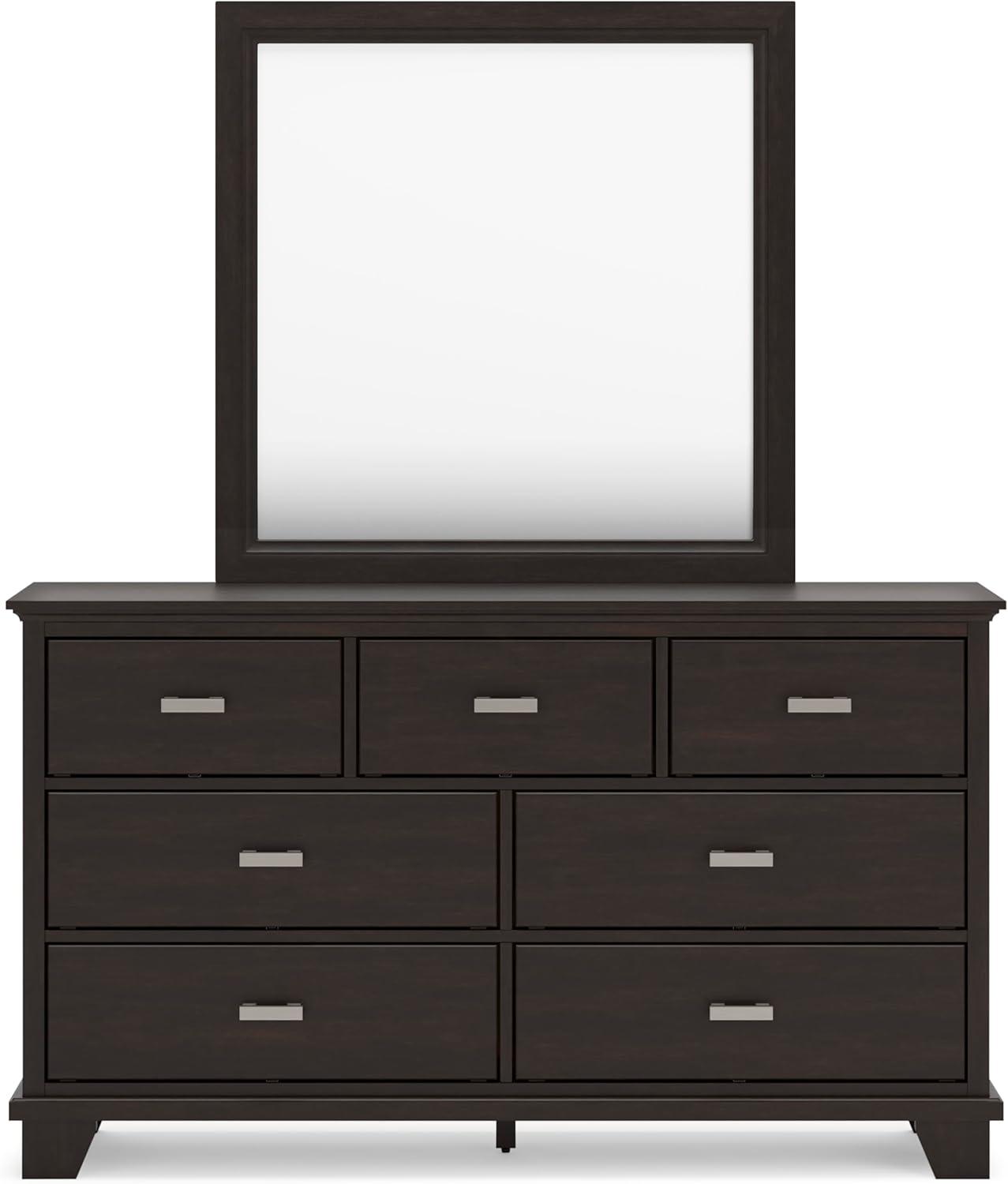 imageSignature Design by Ashley Covetown Contemporary 7Drawer Dresser and Mirror with Safety Stop Dark Brown