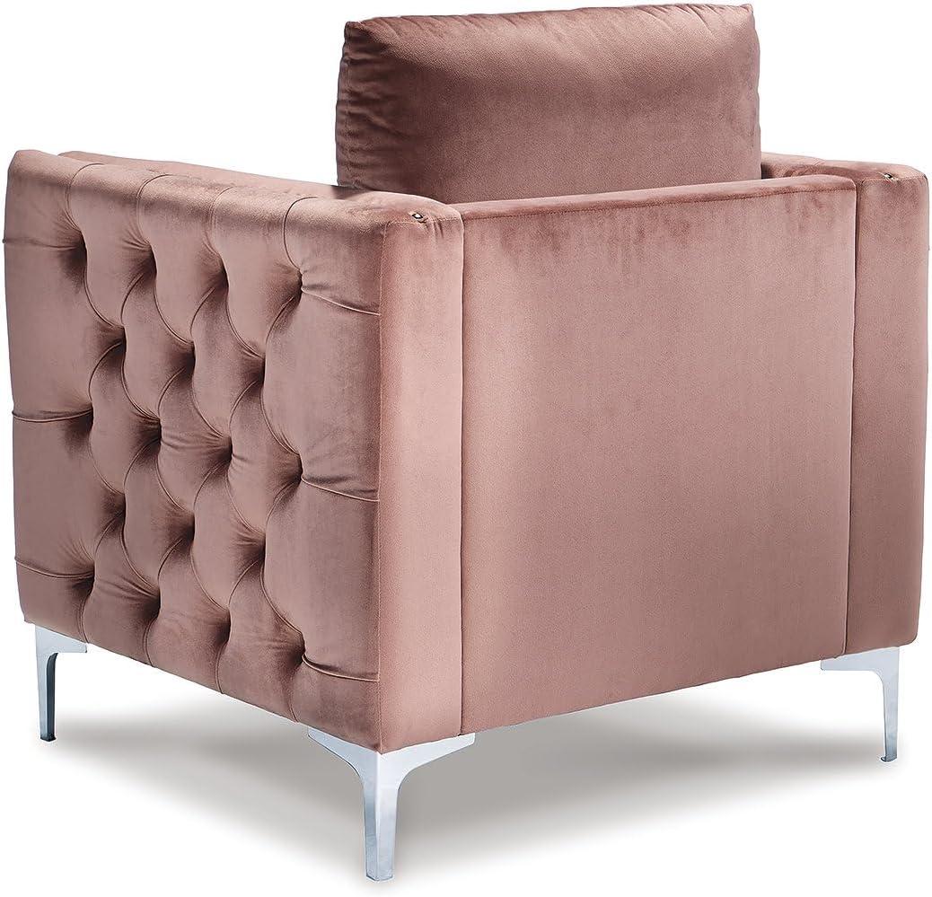 imageSignature Design by Ashley Lizmont Modern Glam Accent Chair with Nailhead Trim Pink