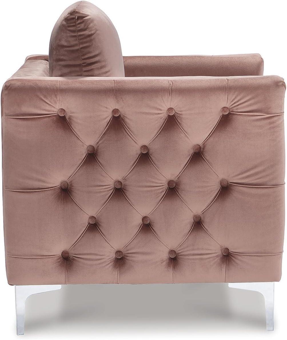 imageSignature Design by Ashley Lizmont Modern Glam Accent Chair with Nailhead Trim Pink