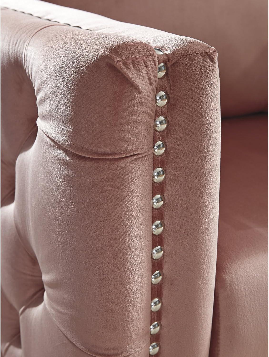 imageSignature Design by Ashley Lizmont Modern Glam Accent Chair with Nailhead Trim Pink