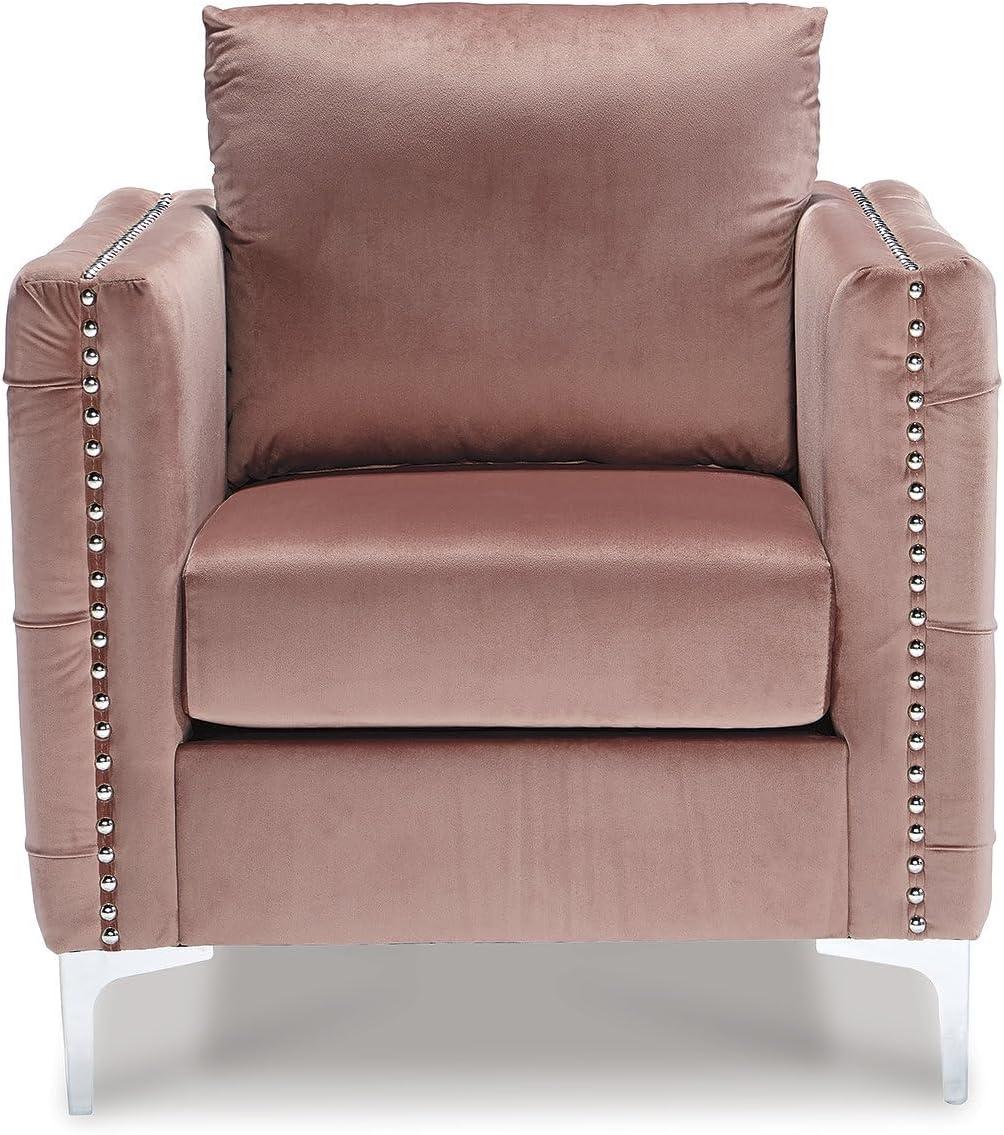 imageSignature Design by Ashley Lizmont Modern Glam Accent Chair with Nailhead Trim Pink