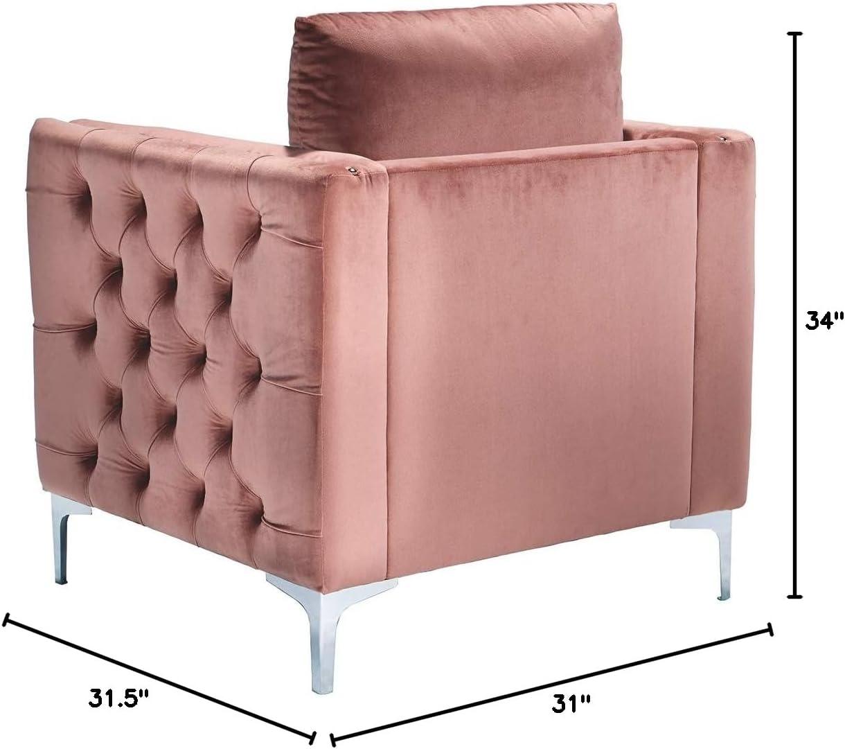 imageSignature Design by Ashley Lizmont Modern Glam Accent Chair with Nailhead Trim Pink