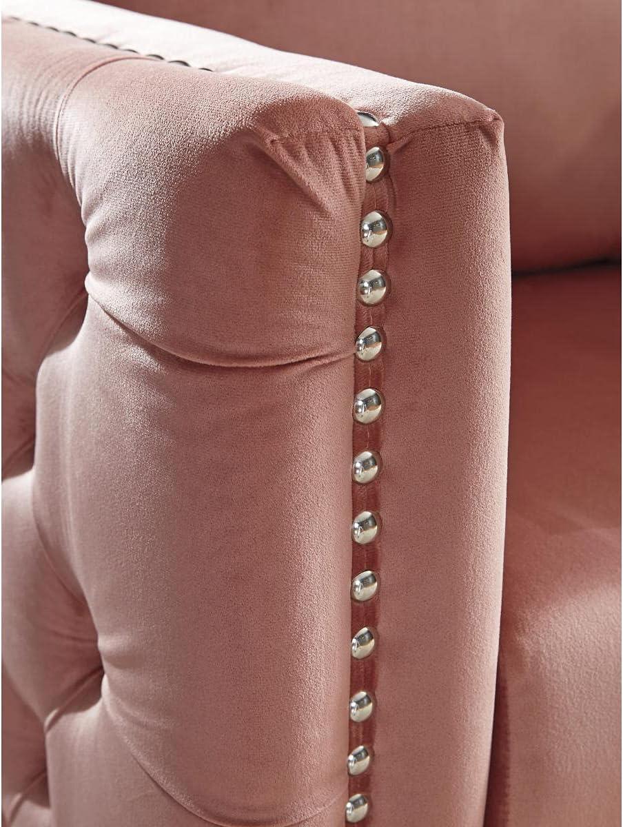 imageSignature Design by Ashley Lizmont Modern Glam Accent Chair with Nailhead Trim Pink