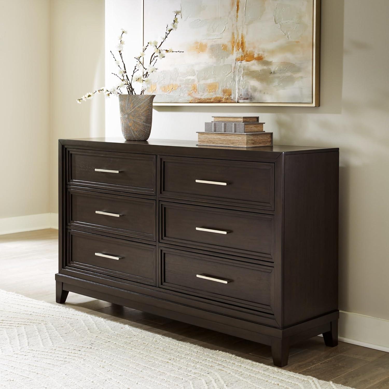 imageSignature Design by Ashley Neymorton Traditional 6Drawer Dresser with Felt Lining Dark Brown