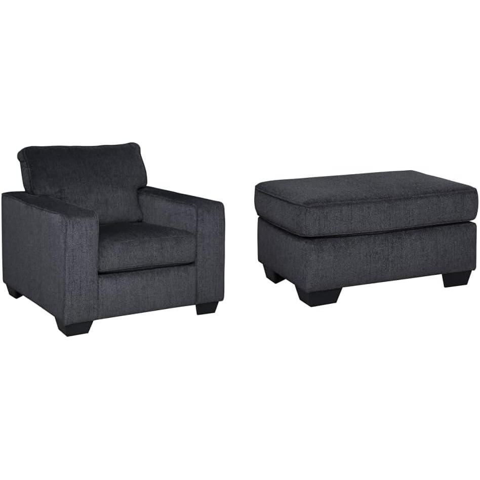 imageSignature Design by Ashley Altari Modern Chair and Ottoman Set Dark Gray