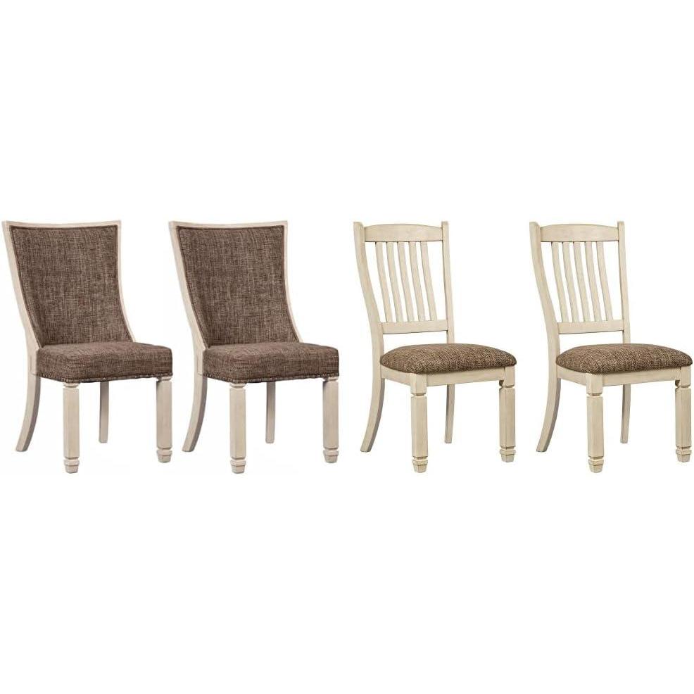 imageSignature Design by Ashley Bolanburg Modern Farmhouse Upholstered Dining Chair 2 Count Brown Bolanburg 20quot Upholstered Dining Room Chair Set of 2 Antique White