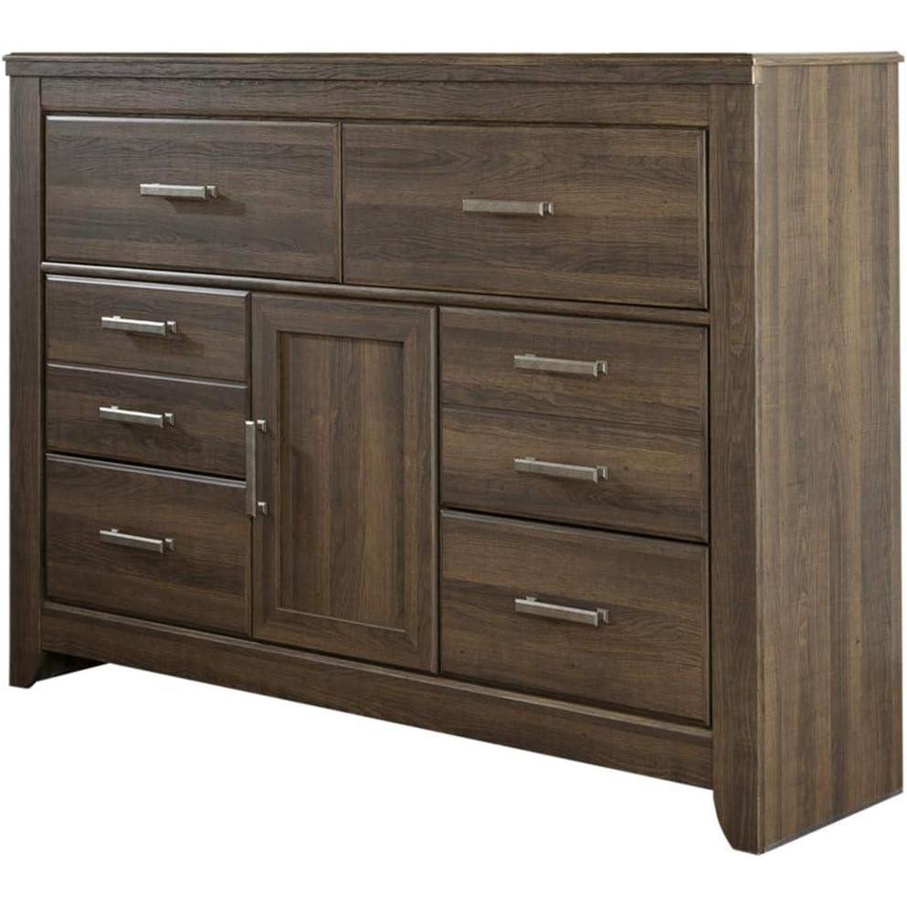 imageSignature Design by Ashley Juararo Rustic 6 Drawer Dresser with 1 Cabinet ampamp Adjustable Shelf Dark Brown