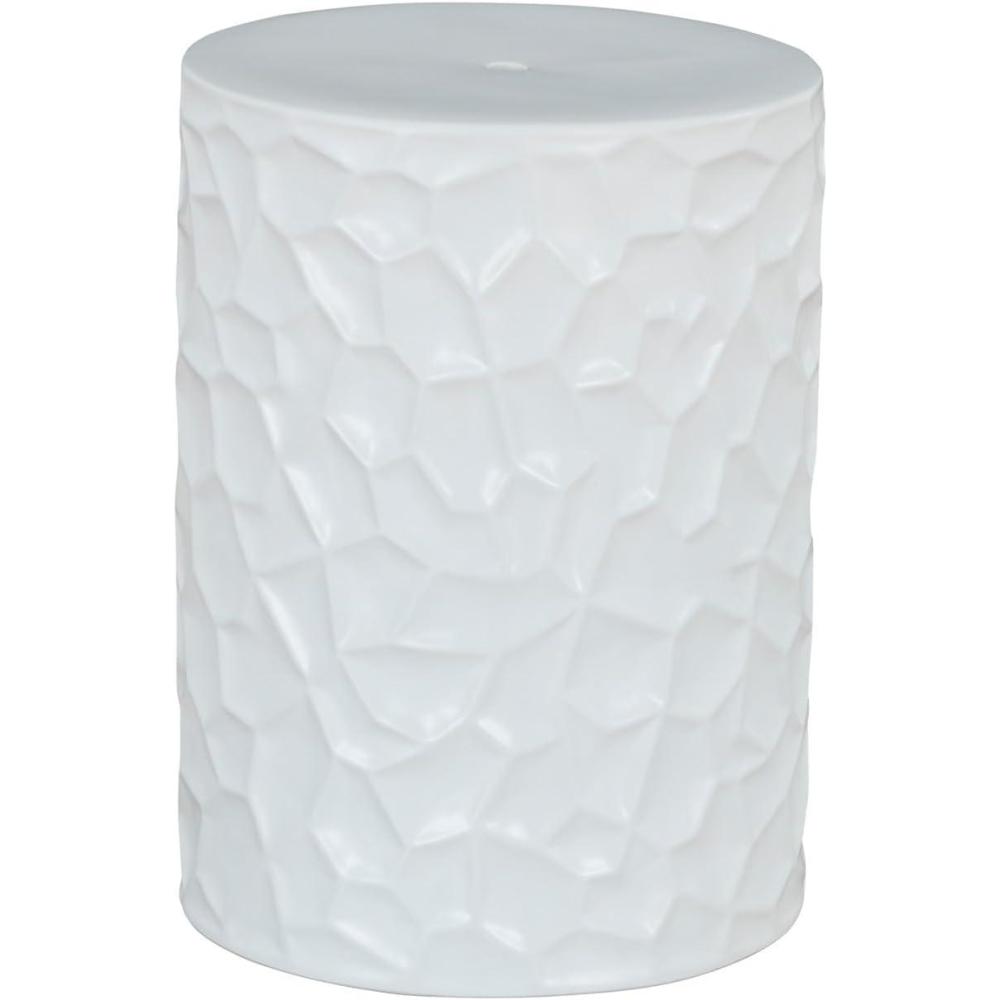 imageSignature Design by Ashley Polly Geometric Honeycomb Indoor Outdoor Accent Stool or Table WhiteIrregular