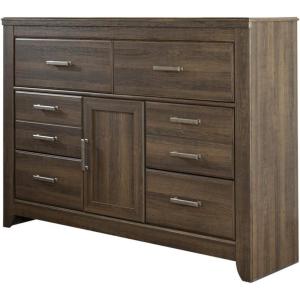 Signature Design by Ashley Juararo Rustic 6 Drawer Dresser with 1 Cabinet & Adjustable Shelf, Dark Brown
