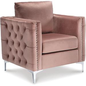 Signature Design by Ashley Lizmont Modern Glam Accent Chair with Nailhead Trim, Pink