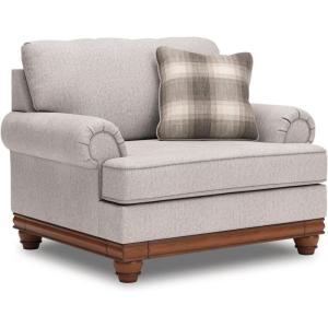 Signature Design by Ashley Stoughton Transitional Oversized Chair with Reversible Cushions and Rolled Arms, Light Gray