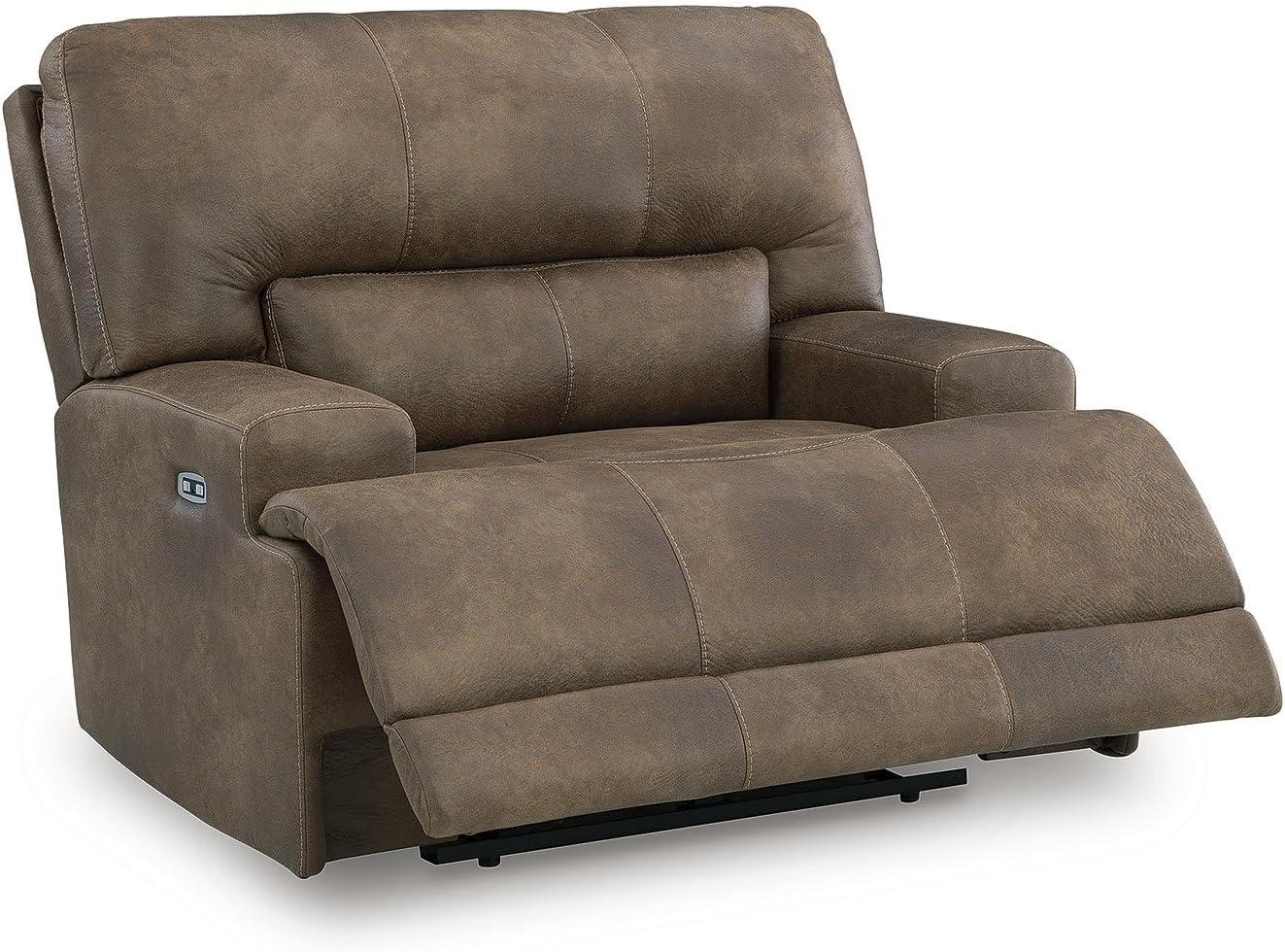 imageSignature Design by Ashley Bealeaf Contemporary Power Rocker Recliner with USB Ports Dark Brown