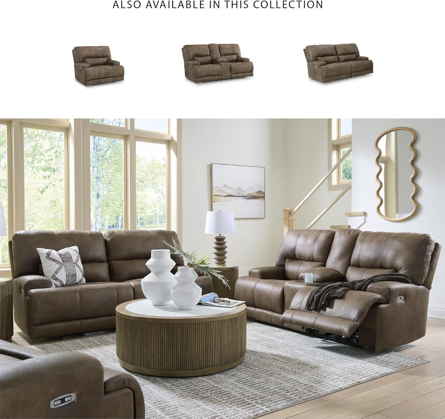 imageSignature Design by Ashley Bealeaf Contemporary Power Rocker Recliner with USB Ports Dark Brown