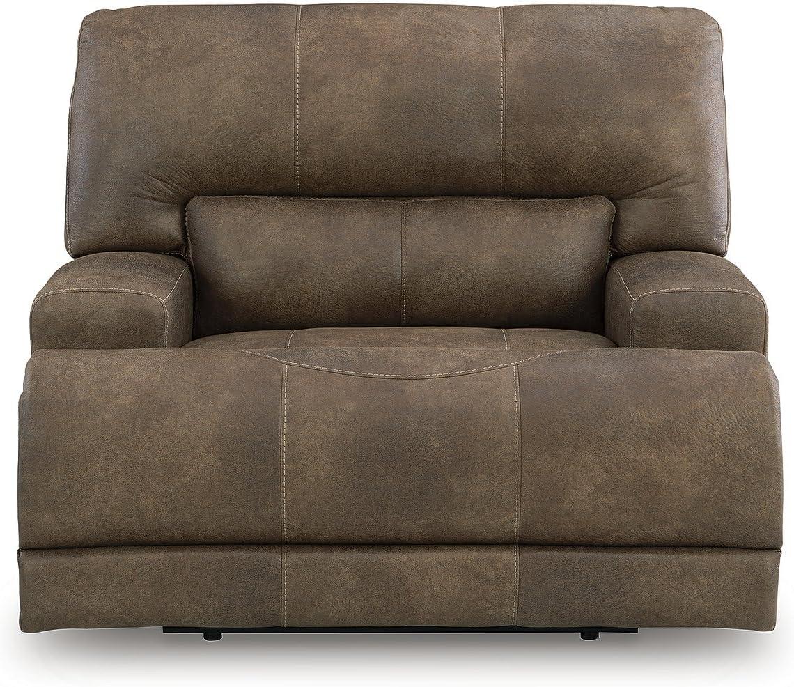 imageSignature Design by Ashley Bealeaf Contemporary Power Rocker Recliner with USB Ports Dark Brown