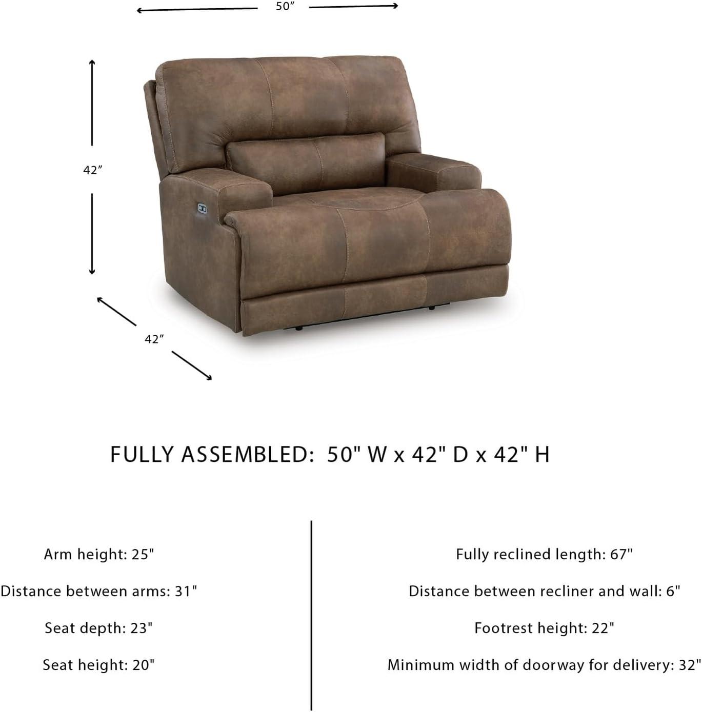 imageSignature Design by Ashley Bealeaf Contemporary Power Rocker Recliner with USB Ports Dark Brown