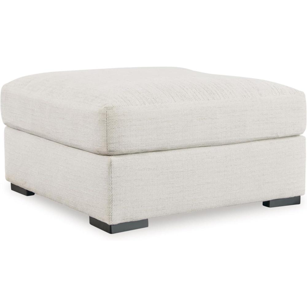 imageSignature Design by Ashley Accomplished Transitional Upholstered Square Oversized Accent Ottoman Beige