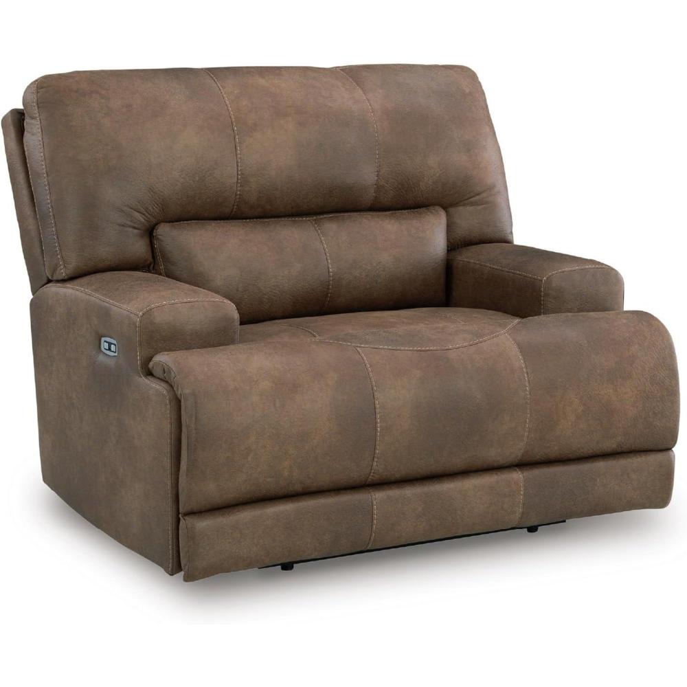 imageSignature Design by Ashley Bealeaf Contemporary Power Rocker Recliner with USB Ports Dark Brown