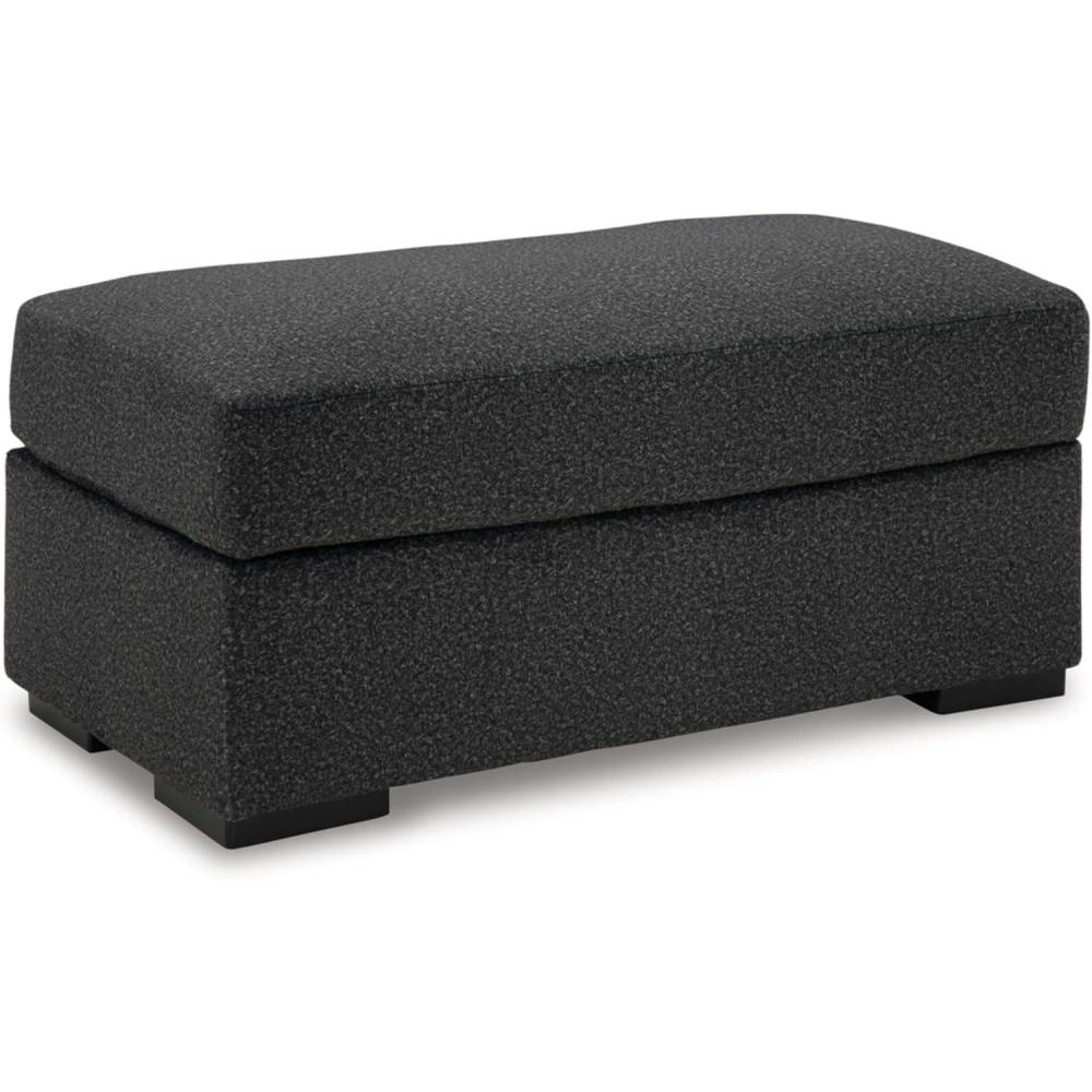 imageSignature Design by Ashley Wryenlynn Contemporary Upholstered Rectangular Ottoman Black
