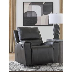 Signature Design by Ashley Glassmere Contemporary Leather Match Rocker Recliner with Arm Rest, Black