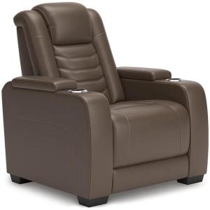 Signature Design by Ashley High Impact Contemporary Leather Match Power Recliner with Adjustable Headrest, Cup Holders and USB Ports, Dark Brown(Power Recliner)