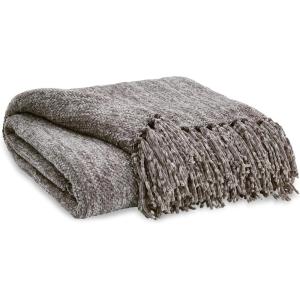 Signature Design by Ashley Tamish Contemporary Throw with Knotted Fringe, Gray(Gray)