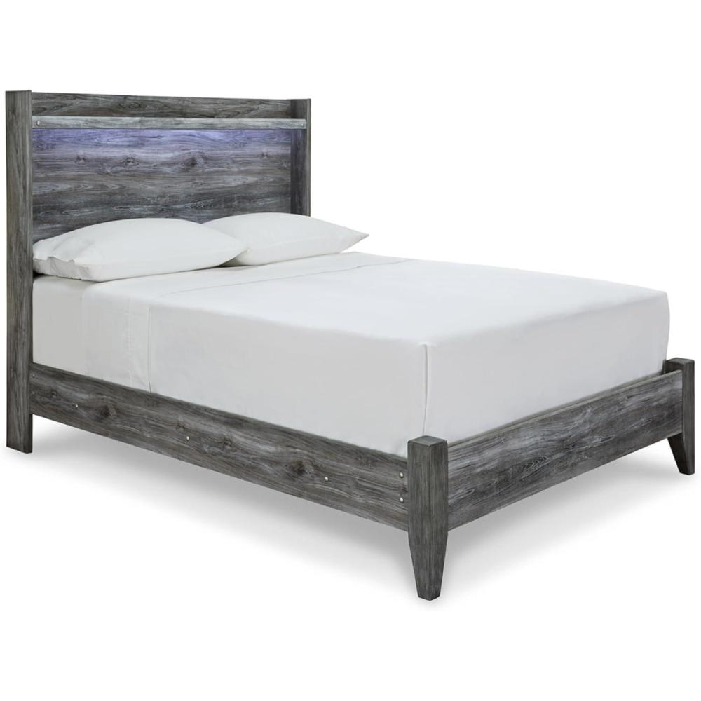 imageSignature Design by Ashley Baystorm Casual Full Panel Platform Bed with 2 Storage Drawers and LED Light Foundation or Box Spring Not Needed GrayGrey