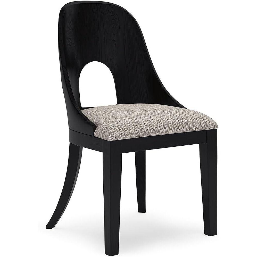 imageSignature Design by Ashley Rowanbeck Modern Herringbone Upholstered Armless Home Office Desk Chair Black ampamp Beige