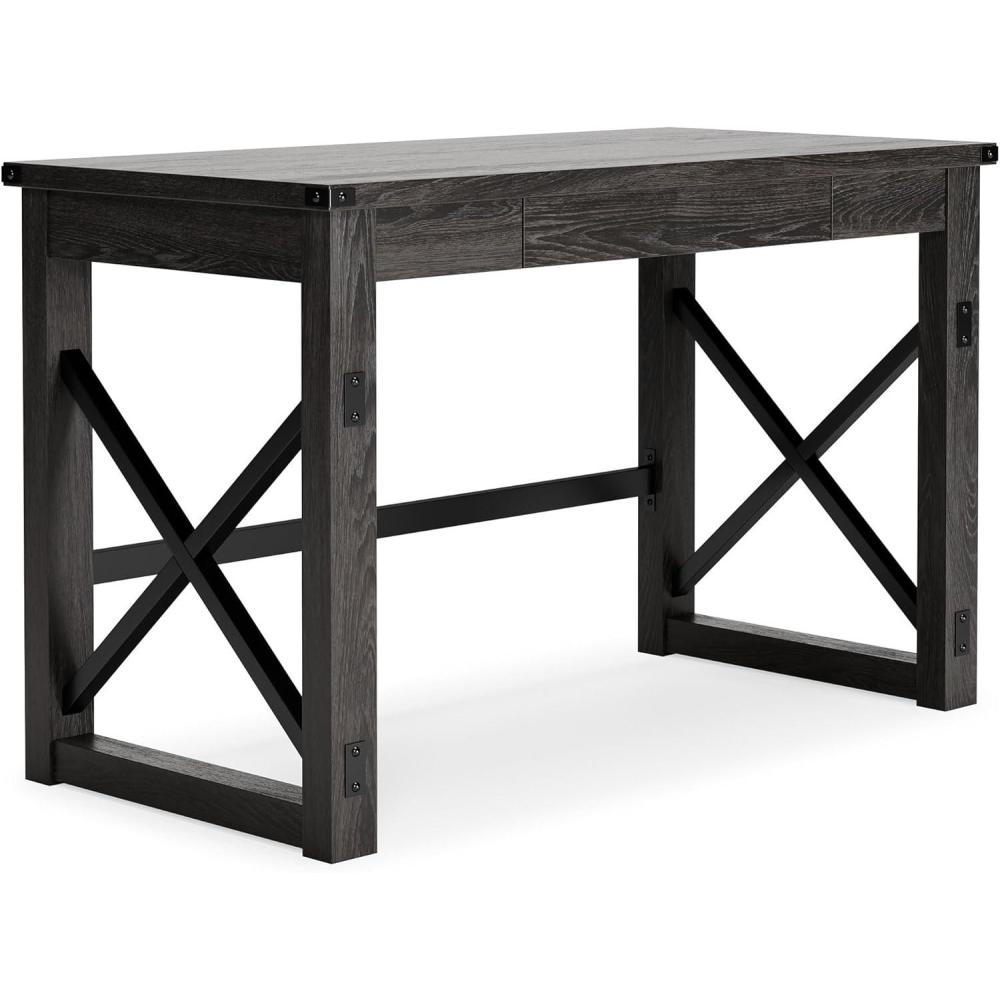 imageSignature Design by Ashley Freedan Rustic Farmhouse Home Office Desk Dark GrayGrey