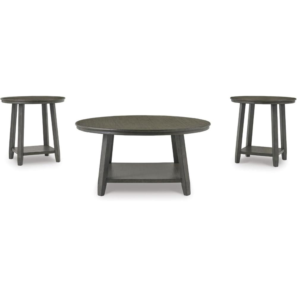 imageSignature Design by Ashley Raebecki 3Piece Rustic Table Set Includes Coffee Table and 2 End Tables Multi Color Plank DesignBrown