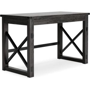 Signature Design by Ashley Freedan Rustic Farmhouse Home Office Desk, Dark Gray(Grey)