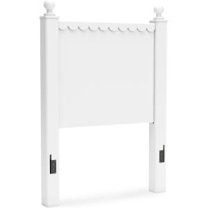 Signature Design by Ashley Mollviney Modern Panel Headboard, Twin, White(Twin)