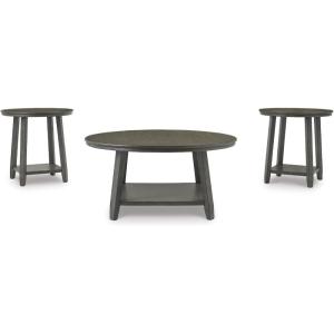 Signature Design by Ashley Raebecki 3-Piece Rustic Table Set, Includes Coffee Table and 2 End Tables, Multi Color Plank Design(Brown)