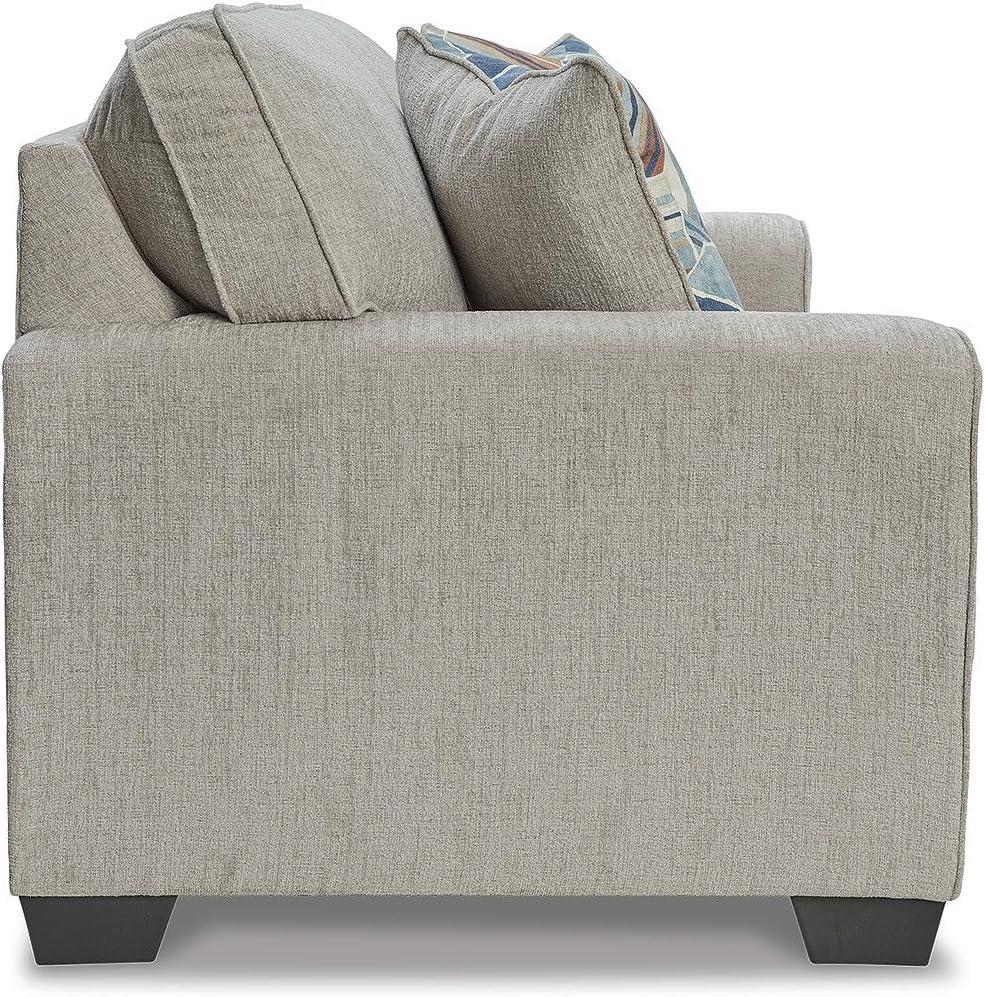 imageSignature Design by Ashley Cashton Contemporary Loveseat Exposed Feed With Faux Wood Finish Accent Pillows Fabric Upholstery 63quot W x 38quot D x 39quot H BlueLight Gray